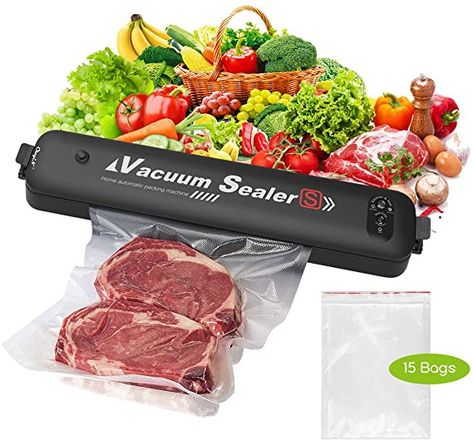 CkeyiN Vacuum Sealer Machine, Automatic Food Sealer for Keeping Dry & Moist Food, One-Touch Food Saver Suitable for Camping and Home Use with 15pcs Vacuum Sealer Bags(20×25cm) for Food Preservation Storage Saver, Great Gift for Kitchen: Amazon.ca: Home & Kitchen Food Saver Vacuum Sealer, Plastic Wrap Dispenser, Food Sealer, Vacuum Food Sealer, Vacuum Machine, Vacuum Sealer Bags, Automatic Vacuum, Vacuum Sealers, Freezer Burn