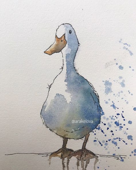 More watercolor works on Instagram page @arakelova Watercolor Paintings Of Animals, Duck Art, Watercolor Paintings For Beginners, Watercolour Inspiration, Watercolor Paintings Easy, Watercolor Paintings Tutorials, Arte Inspo, Arte Animal, Watercolor Inspiration