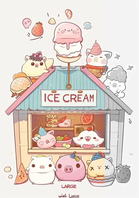 Full Color Image in ai-img-gen.com 🔸 A cute illustration with an ice cream scoop on top of a hut and the words "ICE CREAM viel" on it, fe... 🔸 From Midjourney AI Image Cartoon Ice Cream, Cartoon Pic, Horror Movie Art, Color Image, An Ice Cream, Ice Cream Shop, Ice Cream Scoop, Movie Art, Colour Images