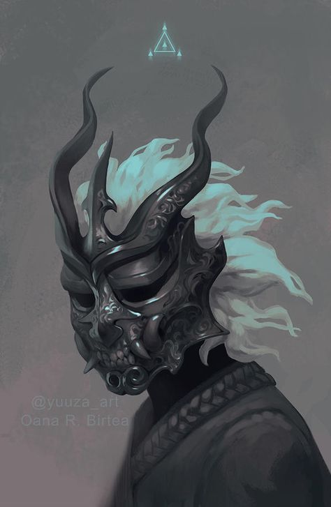 Oni Mask by Yuuza Oni Mask, White Hair, A Man, Mask, Hair, White, Black