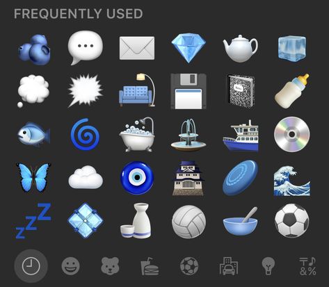 Emoji Frequently Used Aesthetic, Recently Used Emojis Aesthetic, Blue And White Emoji Combos, Blue Aesthetic Emoji Combo, Frequently Used Emoji, Blue Emojis Aesthetic, Blue Emoji Combos, Blue Emoji Png, White Emoji Combinations