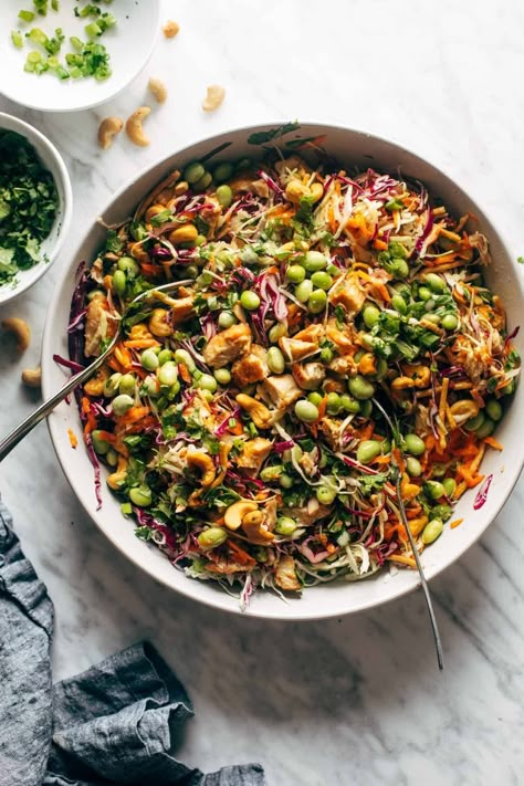 Cashew Crunch Salad with Sesame Dressing! This Cashew Crunch Salad is the healthy summer recipe that makes you ACTUALLY WANT TO EAT A SALAD. And the sesame dressing - OMG! #healthy #summer #healthysummerrecipe #salad #cashew Cashew Crunch Salad, Meat And Salad, Cashew Crunch, Dairy Free Salads, Crunch Salad, Pinch Of Yum, Sesame Dressing, Salad Healthy, Healthy Summer Recipes