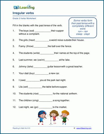 Past tense and irregular verbs worksheets. Some verbs have irregular forms in the past tense; In these worksheets students complete sentences by writing the past tense form of irregular verbs. Free grammar worksheets from K5 Learning. Worksheet 3rd Grade, Conjunctions Worksheet, Verbs Worksheet, Past Tense Verbs, Verb Practice, Irregular Past Tense Verbs, Irregular Past Tense, Worksheets For Class 1, Worksheets For Grade 3