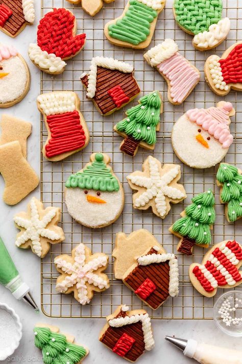 Cookie Decorating Buttercream (Video) Best Cookie Recipes For Decorating, Good Sugar Cookie Recipe For Decorating, Sally’s Baking Christmas Cookies, Best Cookie Recipe For Decorating, Sugar Cookies And Icing, Cookies With Icing In The Middle, Easy Christmas Cookie Decorating Ideas For Kids, Buttercream Frosting Cookies Decorating, Best Cookies For Decorating