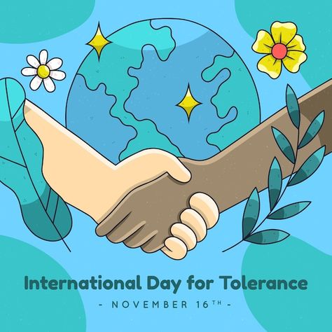 Tolerance Day Ideas, Tolerance Drawing, Tolerance Illustration, Tolerance Day, School Drawings, Drawing Ideas List, International Day, Vector Hand, Drawing Ideas