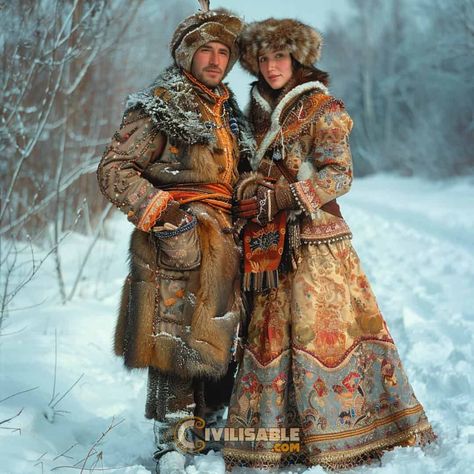 Westerosi Fashion, Traditional Russian Clothing, Russian Folk Costume, Nordic Clothing, Russian Traditional Clothing, Cold Weather Attire, Slavic Clothing, Polish Clothing, Classic Outfits For Women