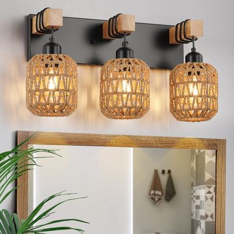 3 Light Bathroom Vanity Light, Hallway And Living Room, Bathroom Vanity Light Fixtures, Farmhouse Wall Sconces, Wood Wall Bathroom, Light Bathroom Vanity, Rustic Light Fixtures, Light Fixtures Bathroom Vanity, Light Bathroom