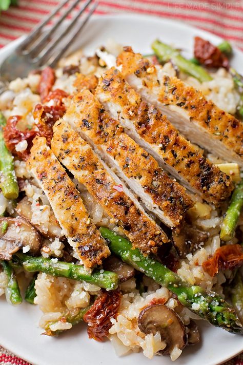 Risotto Recipes Chicken, Life Made Simple, Parmesan Risotto, Chicken Risotto, Chicken And Veggies, Risotto Recipe, Parmesan Chicken, Risotto Recipes, Sauteed Veggies