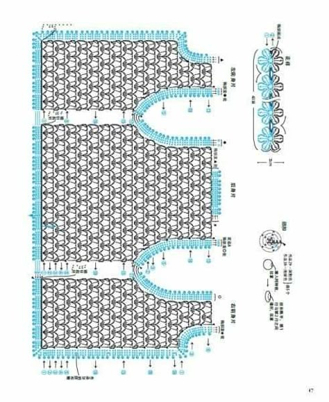 Pola Sweater, Crochet Stitches Symbols, Crochet Blouse Pattern, 100 Crochet Stitches, Crochet Jacket Pattern, Crochet Placemat Patterns, Diy Crafts Crochet, Gilet Crochet, Crochet Stitches Diagram