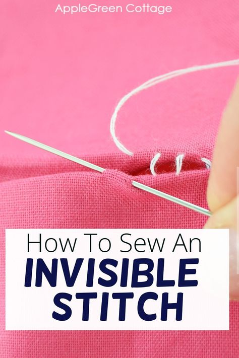 See how to do an invisible stitch by hand, using the so-called ladder stitch, slip stitch, or even blind stitch. Easy and quick - this is one of the most useful hand sewing stitches. You might also find invisible stitch under names such as ladder stitch technique, slip stitch sewing, or even blind stitch seam. No matter how you call it, it's an excellent way to hide your stitches even when sewing on the outside of an item, like a pillow, a piece of clothing, or plushie toys. Sewing Stitches By Hand, Hand Stitching Techniques, Invisible Stitch, Stitch Sewing, Sewing Projects Free, Sewing Alterations, Blind Stitch, Sewing Tutorials Clothes, Sew Ins