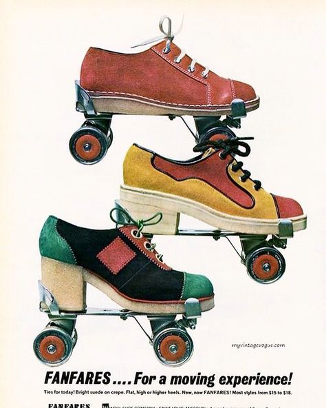 1970s Shoes, Roller Shoes, Shoes Ads, Roller Disco, 60s 70s Fashion, Roller Skaters, Roller Girl, 70’s Fashion, X Games