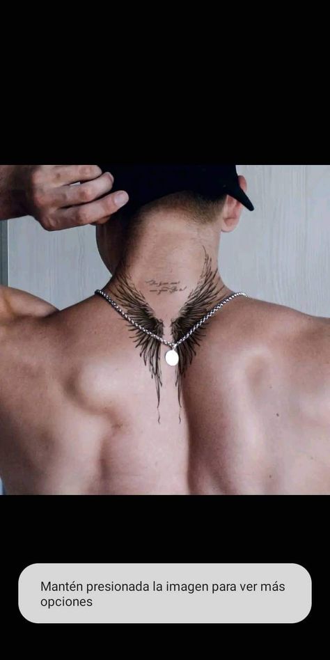 Upper Back Wings Tattoo Men, Chest Wings Tattoo Men, Tattoo On Neck For Men, Psychology Tattoos, Stylish Tattoos For Men, Full Neck Tattoos For Men, Spine Tattoo Men, Back Wings Tattoo, Behind The Neck Tattoos