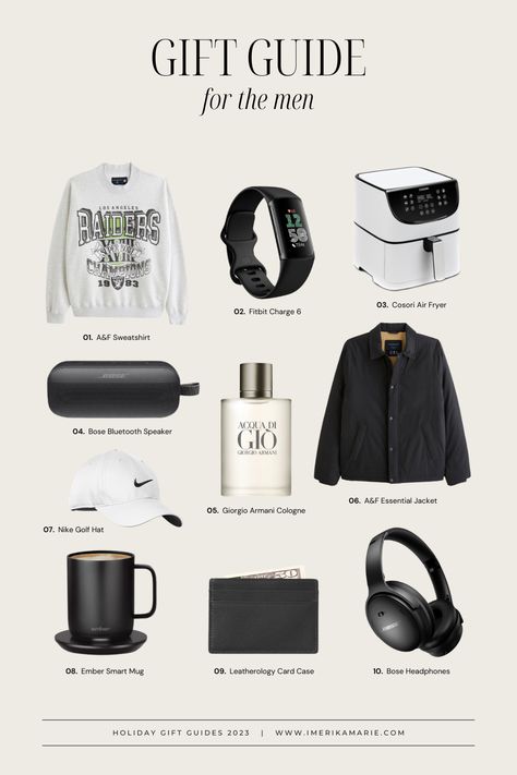 Men’s Bedroom Essentials, Christmas Gifts For Rich Men, Men’s Christmas Gifts 2024, Mens Gift Guide Christmas, Gifting Aesthetic, Armani Cologne, Gift Guide For Him Under $25, Nike Golf Hat, Brooklyn Girl