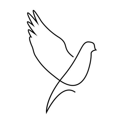 Pigeon Tattoo, Seagull Tattoo, Dove Drawing, Tattoo Abstract, One Line Tattoo, Single Line Drawing, Minimalist Drawing, Simple Line Drawings, One Line Drawing