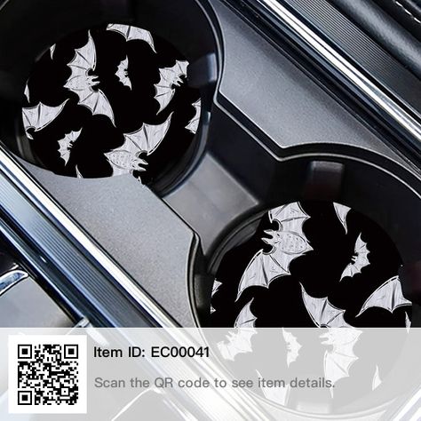 Goth Car, Car Decor Ideas, Bat Print, Lotus Print, Temu Finds, Car Things, Wooden Cheese Board, Cup Holder Coasters, Cup Coaster