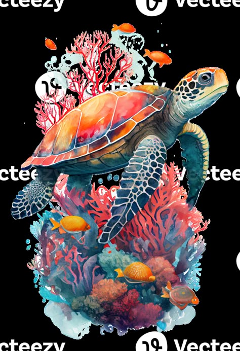 Watercolor of sea turtle, turtle swimming underwater in the ocean, Generative AI Turtle Tattoo Ideas, Sea Turtle Artwork, Underwater Drawing, Holy Spirit Tattoo, Sea Turtle Watercolor, Sea Turtle Painting, Swimming Underwater, Ocean Illustration, Spirit Tattoo