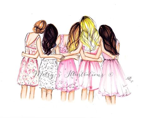 Browse unique items from Melsys on Etsy, a global marketplace of handmade, vintage and creative goods. Friends Forever Pictures, 5 Best Friends, Friends Sketch, 5 Friends, Best Friend Drawings, Bff Drawings, Girl Drawing Sketches