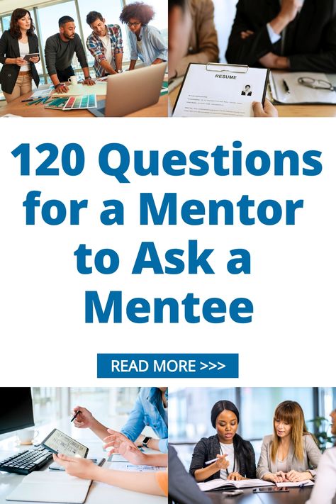 Explore our comprehensive list of 120 thought-provoking questions designed to help mentors engage with their mentees effectively. Whether you're a mentor looking to guide your mentee or a mentee seeking valuable insights, these questions can spark meaningful conversations and facilitate growth and development. Use them in one-on-one sessions, group discussions, or self-reflection exercises to enhance the mentoring relationship. Mentorship Questions, Mentoring Questions, Mentoring Program Ideas, Questions For Mentor, How To Be A Mentor, Mentor Questions, How To Mentor Someone, Mentor Mentee, Staff Development