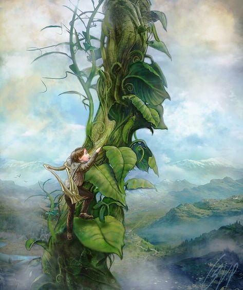 Beanstalk Illustration, Jack Beanstalk, Ap Drawing, New Illustration, Jack And The Beanstalk, Fairytale Illustration, Ancient Forest, Fairytale Art, Baby Wall Art