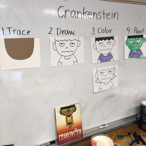 81 Likes, 2 Comments - Kathy Barbro (@artprojectsforkids) on Instagram: “Crankenstein makes the best art project for kinders. #teachersfollowteachers #teachersofinstagram…” Crankenstein Activities, Classroom Holiday Crafts, October Activities, 2nd Grade Writing, Holiday Classroom, Class Theme, Art Activity, Halloween Books, Classroom Crafts