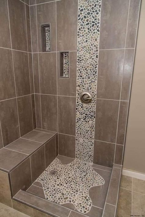 Home Depot Bathroom Tile, Shower Floor Tile Ideas, Brown Tile Bathroom, Home Depot Bathroom, Shower Remodel Diy, Small Shower Remodel, Shower Tile Ideas, Wall Tiles Design, Shower Floor Tile