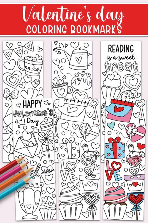 FREE Printable Valentine Bookmarks for Kids to Color Valentines Day Bookmarks Free Printable, Valentines Day Bookmarks, Color Bookmarks, Free Printable Valentine Cards For Kids To Color, Valentines Day Free Printables, Valentine Bookmarks, Free Printable Valentines, Valentines Day Printables, Free Printable Bookmarks To Color