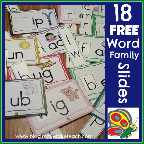 this looks like a great word family center activity....a bit of prep time but seems it would be well worth it!! Word Sliders, Kindergarten Language Arts, Blend Words, Reading Street, Classroom Freebies, Phonics Words, Preschool Literacy, Small Group Instruction, Free Word