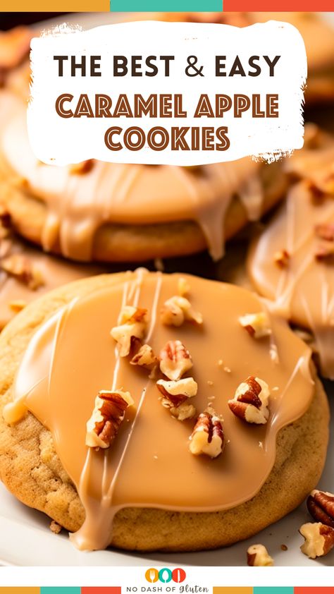 Apple Cookies Recipes, Caramel Apple Cookies, Peanut Butter Caramel, Caramel Apples Easy, Butter Caramel, Coconut Peanut Butter, Apple Cookies, Creative Snacks, Caramel Frosting