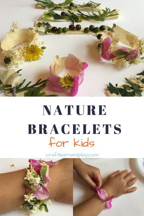 Next time on a nature walk collect objects from nature and make beautiful nature bracelets. Click to see more details Nature Crafts For Kids, Nature School, Stunning Nature, Nature Walk, Newspaper Crafts, Learn Crafts, Open Minded, Nature Kids, Nature Activities