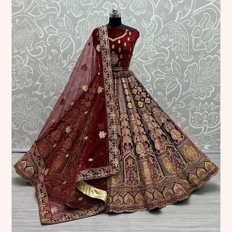 #silksaree #indiansaree #sareeblouse #weddingsaree #bollywoodsaree #partywearsaree #sarees #handloomsaree #kanchipuramsaree #banarasisilksaree #cottonsaree #banarasisaree #sareesforwomen #organzasaree #puresilksaree #pinksaree #festivalsaree #womenclothing #giftforwomen #floralsaree #indianweddingsaree #saree #sari #giftsforwomen #richpallusaree #dhakaijamdanisaree #indiansaree #gadwalsilksaree #redsaree #weddingsaree #durgapujasaree #indianwomensaree Velvet Dupatta Lehenga, Pakistani Velvet Dresses, Pakistani Wedding Lehenga, Lehenga Velvet, Bride Lehenga, Indian Traditional Wear, Velvet Dupatta, Ghaghra Choli, Bridal Lengha