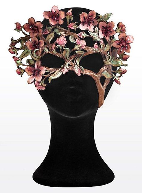 Costume Carnaval, Blossom Branch, Masked Ball, Cherry Blossom Branch, Leather Mask, Cool Masks, Masks Art, Masks Masquerade, Masquerade Party