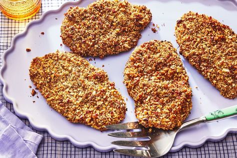 Pecan-Crusted Chicken Honey Pecan Crusted Chicken, Baked Pecan Crusted Chicken, Pecan Crusted Chicken, Breakfast Party Foods, Easy Dinner Casseroles, Breakfast Party, Crusted Chicken, Candied Pecans, Chicken Meals