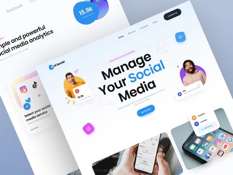 Anti Social - Social Media Landing Page by Muhammad Sultan for One Week Wonders on Dribbble Social Media Landing Page, Ui Landing Page, Social App Design, Best Landing Page Design, Design Podcast, App Landing Page, Social Media Analytics, Social Media Services, Media Kit