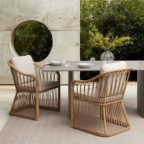 Loose Furniture, Chair Bench, Outdoor Dining Set, Outdoor Tables, Outdoor Dining Chairs, Aluminum Frame, West Elm, Dining Chair Set, Seat Cushion