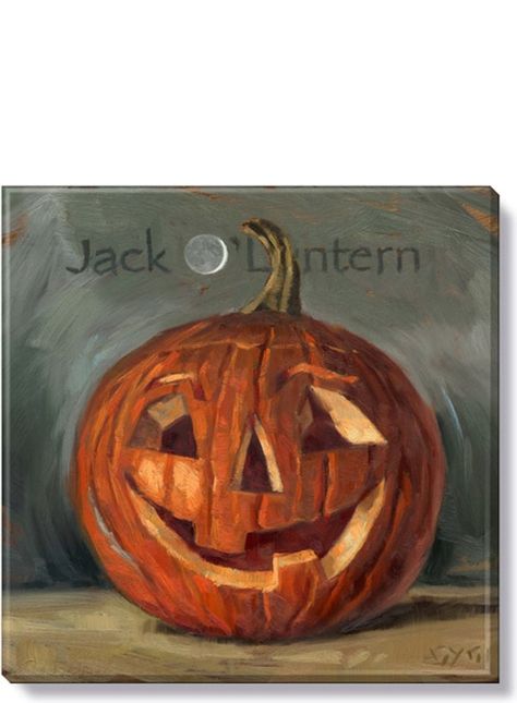 Jack O'Lantern Giclee Wall Art from Vaillancourt Folk Art Darren Gygi, Tile Painting, Tasha Tudor, Lantern Art, Pumpkin Canvas, Carved Pumpkin, Fun Pumpkins, Jack O'lantern, Affordable Artwork