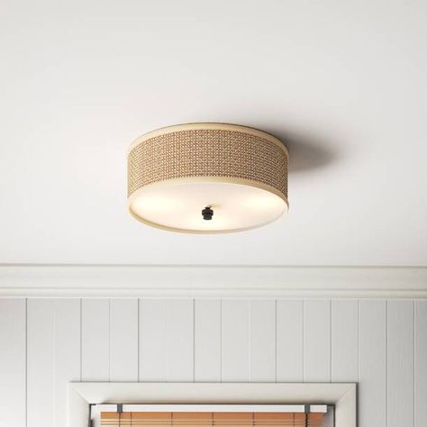 Bayou Breeze Hostetler | Wayfair Rattan Shades, Geometric Chandelier, Globe Chandelier, Overhead Lighting, Light Fixtures Flush Mount, Drum Chandelier, Low Ceiling, Wood Accents, Dining Room Lighting