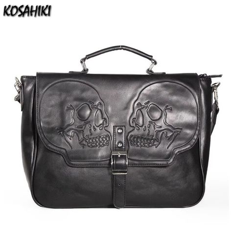 Armour Shoulder, Skull Handbags, Gothic Bag, Pu Bag, Black Satchel, Gothic Skull, Black Shoulder Bag, Casual Tote, Black Cross Body Bag