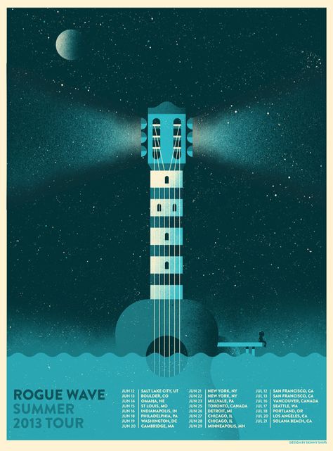 Rogue_wave_2013 Rogue Wave, Concert Poster Design, Ship Poster, Wave Poster, Graphic Design Collection, Jazz Poster, Tour Poster, Poster Design Inspiration, Concert Poster