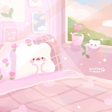 Sleepy Daze, Pink Wallpaper Kawaii, Pastel Pink Icons:), Phone Customization, Cute Home Screen Wallpaper, House Cartoon, Wallpaper Homescreen, Cute Home Screens, Cute Wallpapers For Ipad