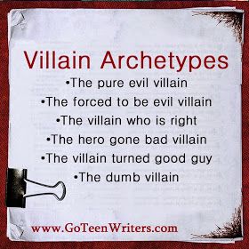 Go Teen Writers: Writing Great Villains Types Of Villains Writing, How To Create A Villain, Villain Archetypes, Types Of Villains, Villain Reference, Villain Writing, Villain Ideas, Writing Villains, A Writer's Life