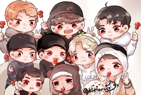 Art ©kiharu  STILL SO BLESS but my little wish hope they will together soon ❤ Exo Cartoon, Exo Chibi Fanart, Exo For Life, Exo Anime, Exo Chibi, Exo Art, Exo Fan Art, Exo Fanart, Exo Fan