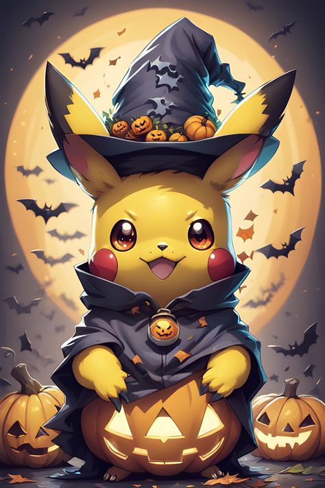 Pikachu Halloween Wallpaper, Anime Halloween Wallpaper Aesthetic, Halloween Pikachu, Pokemon Halloween Wallpaper, Halloween Pokemon Art, Kawaii Pokemon, Pokemon Art Wallpaper, Anime Halloween Wallpaper, Pokemon Pikachu