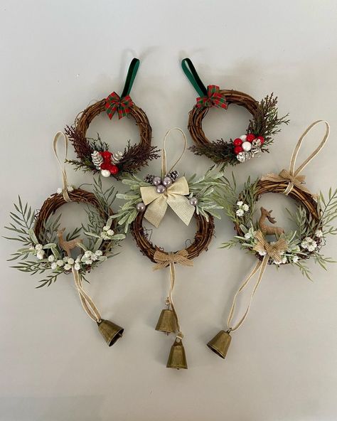 Deck the halls with these delightful mini wreaths! A perfect blend of elegance and holiday cheer. 🌟🦌 #HolidaySeason https://decorandfloral.etsy.com Mini Wreaths On Kitchen Cabinets Farmhouse, Small Wreath Ideas, Mini Wreath Ideas, Diy Mini Wreath, Wreaths On Kitchen Cabinets, Wreath Kitchen, Flea Market Booth, Moms' Night Out, Moms Night