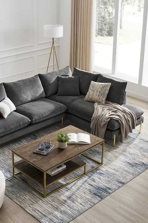 Best Comfortable Sofas With Chaise Lounges 2022 Chaise Sofa Layout, Living Room With Chaise Lounge Layout, Chaise Sofa Living Room, Room Cool Ideas, Sectional Living Room Layout, Open Space Living Room, Comfortable Sectional Sofa, Sofa Layout, Couch With Chaise