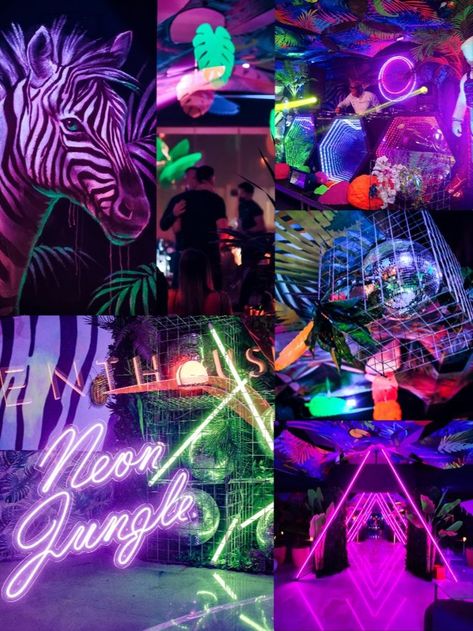 Carnival Wedding Theme, Miami Vice Theme, One Night In Bangkok, Neon Jungle, Amazon Jungle, Jungle Theme Parties, Night Gallery, Prom Theme, Jungle Party