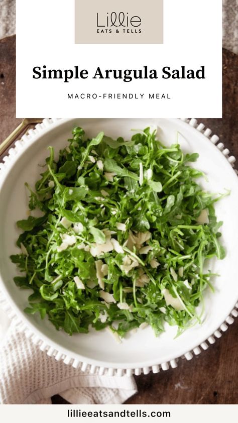 This simple arugula salad is the PERFECT side salad for everything. The fresh arugula tossed in a combination of olive oil and balsamic vinegar topped with flaky salt and shaved parmesan cheese is simply delicious. I mean come on, it can’t get much easier (and tastier) than that! Breakfast Arugula Salad, Easy Arugula Salad Recipes, Italian Arugula Salad, Argula Recipes Salad, Arugula Salad Dressing, Simple Arugula Salad, Salad Arugula, Arugula Recipes, Arugula Salad Recipes