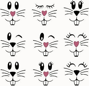 18 Pcs Easter Bunny Face Vinyl Decals Bunny Faces DIY Craft Vinyl Art Stickers, Bunny Wall Decals Stickers Easter Glass Window Sticker Easter Wood Projects, Easter Decals, Glass Window Sticker, Glass Window Decals, Face Stencils, Bunny Wall Art, Sticker Baby, Wood Project Ideas, Drawing Flowers