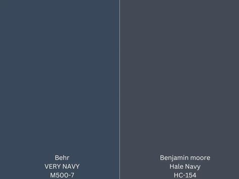 Behr Very navy vs. Hale navy: Know the difference Behr Very Navy Vs Hale Navy, Hale Navy Behr Match, Very Navy Behr Paint Bedroom, Hale Navy Paint Color, Very Navy Behr Paint, Navy Blue Kitchen Cabinets Paint Colors, Behr Navy Blue, Behr Very Navy, Best Navy Blue Paint Colors