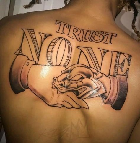 pinterest: @ nandeezy † Trust None, Meaningful Tattoos For Men, Gang Tattoos, Gangsta Tattoos, Money Tattoo, Half Sleeve Tattoos For Guys, Arm Tattoos For Guys, Half Sleeve Tattoo, Dope Tattoos