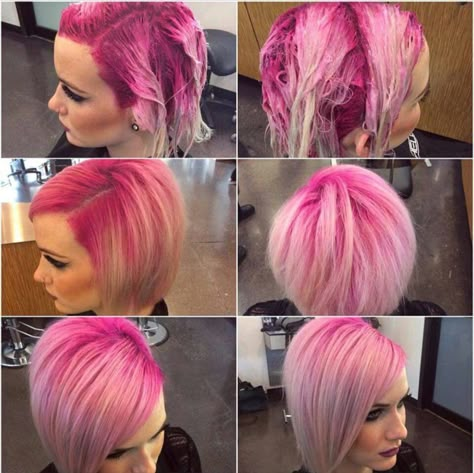 Pink Shadow Roots Blonde Hair, Pink Shadow Root Black Hair, Pink Shadow Root Blonde, Short Pink Hair Dark Roots, Pink Hair With Shadow Root, Pink Shadow Root, Coloured Roots, Awesome Hair Color, Purple Shadow Root Pink Hair